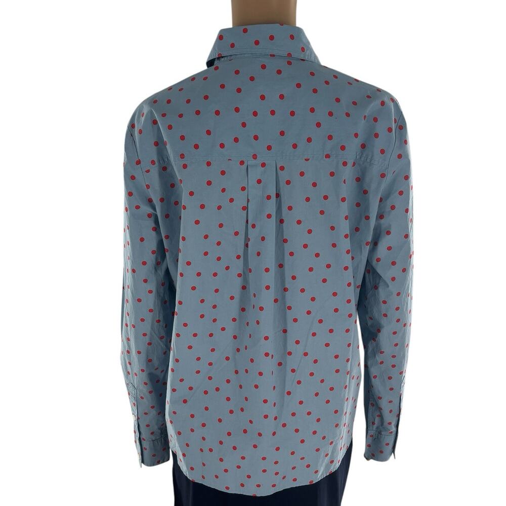 Boden Heron Blue Sienna Red Spaced Dot Cotton Button Down Shirt - Picture 8 of 12